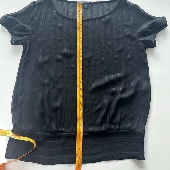 Banana Republic Black Sheer Striped Scoop Neck Short Sleeve Top- XS - Picture 8 of 8
